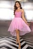 Sequin Spaghetti Strap High-Low Pink Dress