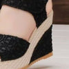 Lace Detail Open Toe High Heel Black  Sandals