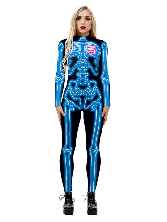 Women's 3D Digital Printed Halloween Costume Jumpsuit