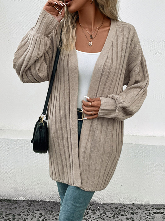 Women's Long Sleeve Solid Color Cardigan Sweater