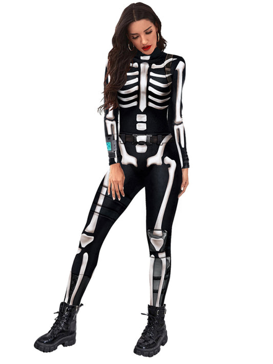 Halloween Skull Skeleton Digital Print Jumpsuit